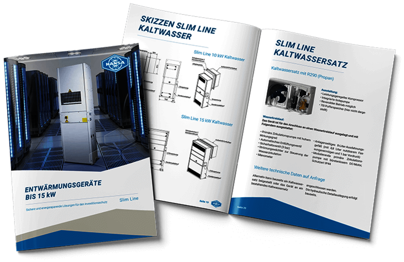 Unsere Slim Line Geräte: Hocheffiziente Entwärmungsgeräte mit freier Kühlung  Ansicht Katalog Slim Line