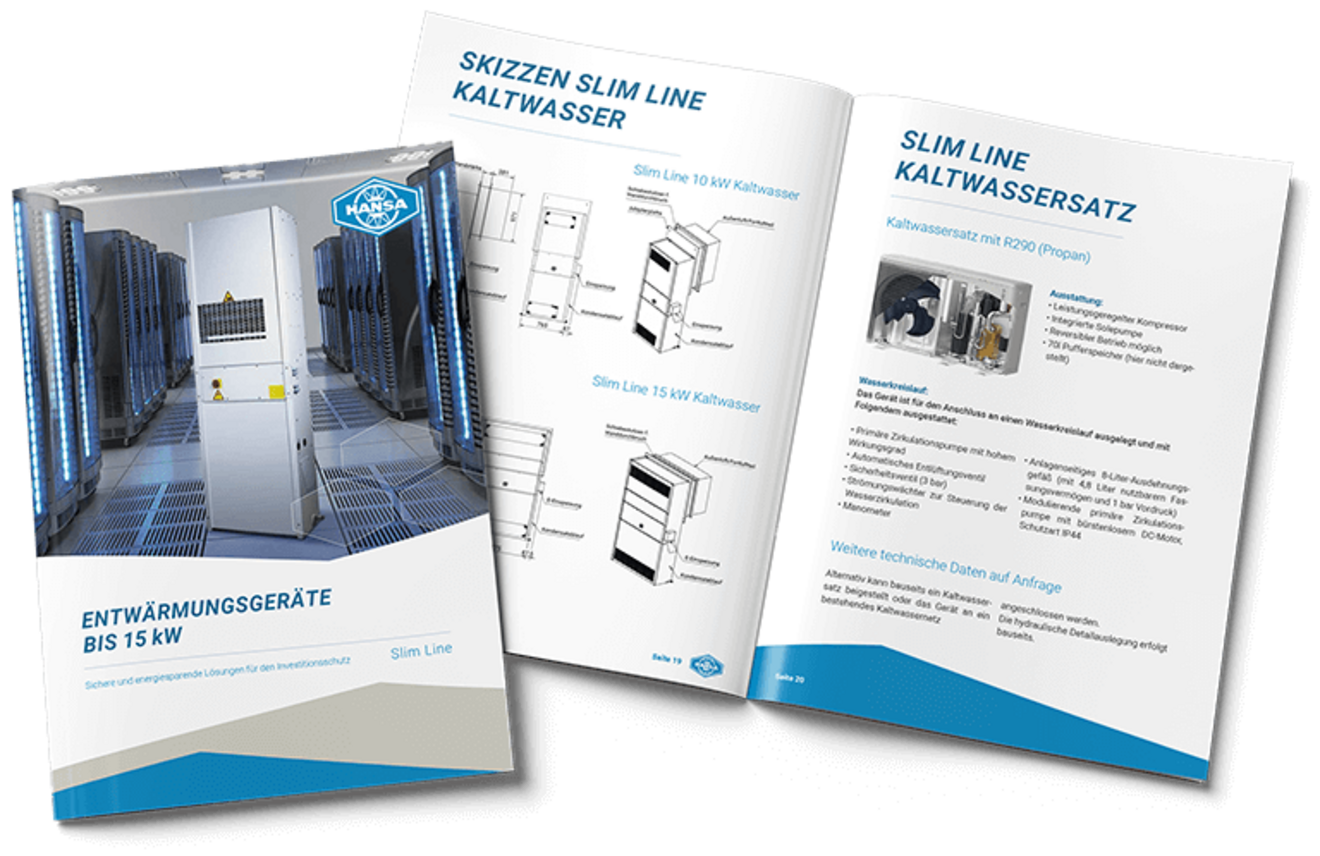 Unsere Slim Line Geräte: Hocheffiziente Entwärmungsgeräte mit freier Kühlung Ansicht Katalog Slim Line